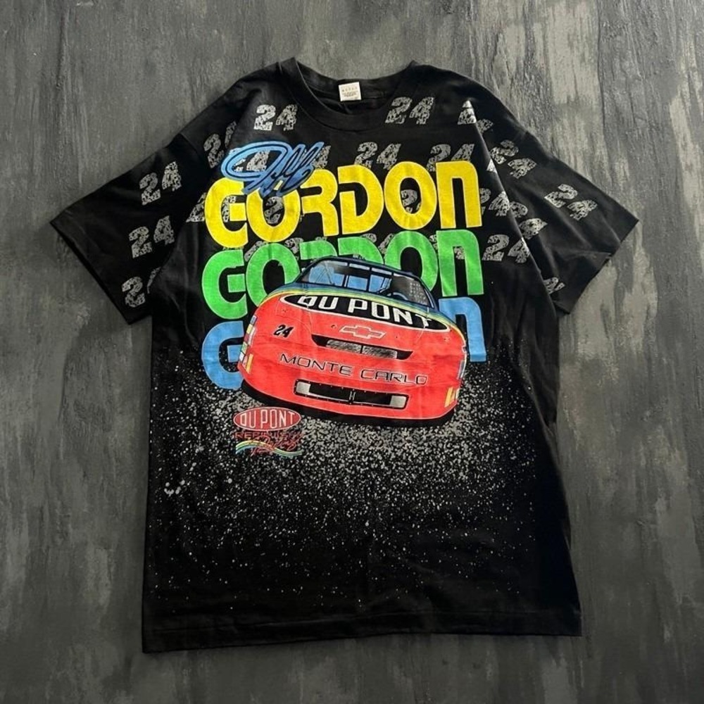 Vintage Jeff Gordon Shirt Mens Large Black 1990s Nascar Dupont Deadstock USA